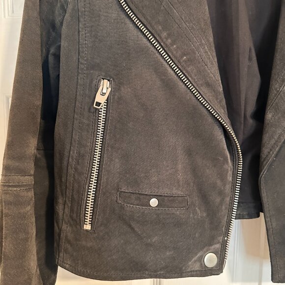 Real Suede Moto Jacket in Gray - Picture 3 of 5